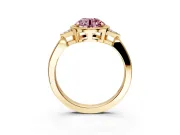 Cluster Engagement Ring Setting for Fancy Pink Round Cut Center with Milgrain Shoulder Clusters and Prong Head in Yellow Gold