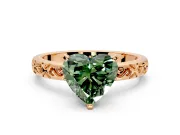 Solitaire Engagement Ring Setting for Fancy Green Heart-Shaped Center with Scrollwork Band and Prong Head in Rose Gold