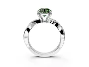 Solitaire Engagement Ring Setting for Fancy Green Round Cut Center with Half-Pave Crossover Band and Prong Head in Platinum
