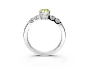 5 Stone Engagement Ring Setting for Fancy Yellow Pear-Shaped Center with Plain Band and Prong Head in Platinum
