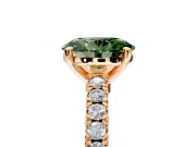 Solitaire Engagement Ring Setting for Fancy Green Oval Center with Single Row Accent Band and Prong Head in Rose Gold