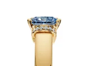 Solitaire Engagement Ring Setting for Fancy Blue Radiant Cut Center with Wide Band, Pave Collar and Prong Head in Yellow Gold