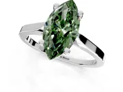 Solitaire Engagement Ring Setting for Fancy Green Marquise Center with Tapered Shoulders and Prong Head in Platinum