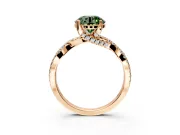 Solitaire Engagement Ring Setting for Fancy Green Round Cut Center with Narrow Twist Pave Band and Prong Head in Rose Gold