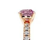 Solitaire Engagement Ring Setting for Fancy Pink Cushion Cut Center with Large Accents and Prong Head in Rose Gold