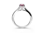 Solitaire Engagement Ring Setting for Fancy Pink Emerald Cut Center with Narrow Cathedral Band and Prong Head in Sterling Silver