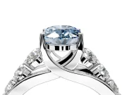 Solitaire Engagement Ring Setting for Fancy Blue Oval Center with Graduated Shared Prongs and Prong Head in Platinum