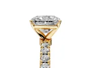 Open Basket Engagement Ring Setting for Radiant Cut Center with Pave Band and Prong Head in Yellow Gold