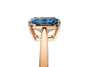 Solitaire Engagement Ring Setting for Fancy Blue Emerald Cut Center with Open Cathedral Shoulders and Prong Head in Rose Gold