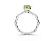 Solitaire Engagement Ring Setting for Fancy Yellow Round Cut Center with Bamboo Band and Prong Head in Platinum