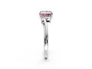 Solitaire Engagement Ring Setting for Fancy Pink Princess Cut Center with Plain Bypass Twist Band and Prong Head in Platinum