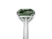Solitaire Engagement Ring Setting for Fancy Green Asscher Cut Center with Narrow Cathedral Band and Prong Head in White Gold