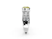 Bezel Engagement Ring Setting for Fancy Yellow Cushion Cut Center with Wide Channel-Set Band and Bezel Head in Platinum