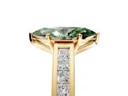 Solitaire Engagement Ring Setting for Fancy Green Marquise Center with Princess Cut Channel Band and Prong Head in Yellow Gold