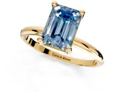 Minimalist Solitaire Engagement Ring Setting for Fancy Blue Emerald Cut Center with Thin Band and Prong Head in Yellow Gold