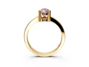 Solitaire Engagement Ring Setting for Fancy Pink Pear-Shaped Center with Plain Band and Flat Tab Prong Head in Yellow Gold
