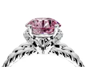 Halo Engagement Ring Setting for Fancy Pink Round Cut Center with Rope Twist Split Shank and Prong Head in Sterling Silver