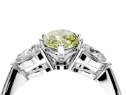 3 Stone Engagement Ring Setting for Fancy Yellow Marquise Center with Large Pear-Shaped Accents and Prong Head in Sterling Silver