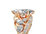Halo Engagement Ring Setting for Marquise Center with Marquise and Pave Bypass Band and Prong Head in Rose Gold