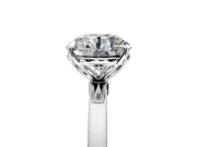 Solitaire Engagement Ring Setting for Round Cut Center with Thin Rounded Plain Band and Prong Head in Platinum