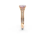 Solitaire Engagement Ring Setting for Fancy Pink Princess Cut Center with Pave Rail Split Shank and Prong Head in Rose Gold