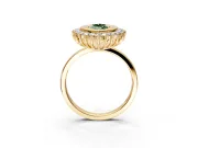 Halo Engagement Ring Setting for Fancy Green Marquise Center with Milgrain Bezel Rim, Plain Band and Prong Head in Yellow Gold