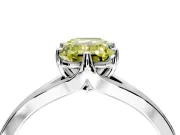 Solitaire Engagement Ring Setting for Fancy Yellow Emerald Cut Center with Plain Split Shank and Prong Head in Platinum
