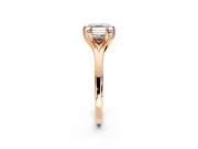 Solitaire Engagement Ring Setting for Asscher Cut Center with Plain Split Shank and Prong Head in Rose Gold