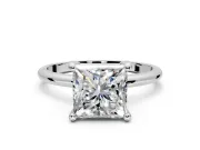 Minimalist Solitaire Engagement Ring Setting for Princess Cut Center with Thin Band and Prong Head in Sterling Silver