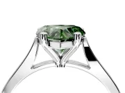 Solitaire Engagement Ring Setting for Fancy Green Heart-Shaped Center with Tapered Shoulders and Prong Head in White Gold