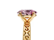 Solitaire Engagement Ring Setting for Fancy Pink Oval Center with Scrollwork Band and Prong Head in Yellow Gold