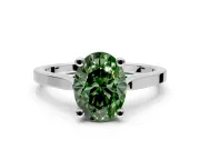 Solitaire Engagement Ring Setting for Fancy Green Oval Center with Tapered Shoulders and Prong Head in Sterling Silver