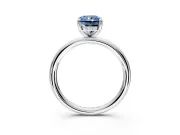 Hidden Halo Engagement Ring Setting for Fancy Blue Radiant Cut Center with Thin Rounded Band and Prong Head in Sterling Silver