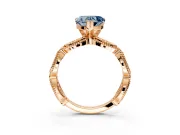 Solitaire Engagement Ring Setting for Fancy Blue Heart-Shaped Center with Marquise Panel Band and Prong Head in Rose Gold