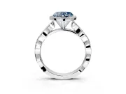 Halo Engagement Ring Setting for Fancy Blue Heart-Shaped Center with Pave and Plain Twist Band and Prong Head in White Gold