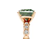 Solitaire Engagement Ring Setting for Fancy Green Princess Cut Center with Bezel-Dot Beaded Band and Prong Head in Rose Gold