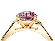 Solitaire Engagement Ring Setting for Fancy Pink Round Cut Center with Channel Accents and Prong Head in Yellow Gold