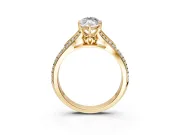 Solitaire Engagement Ring Setting for Marquise Center with Pave Rail Split Shank and Prong Head in Yellow Gold