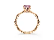 Solitaire Engagement Ring Setting for Fancy Pink Cushion Cut Center with Bamboo Band and Prong Head in Rose Gold