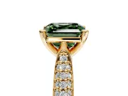 Solitaire Engagement Ring Setting for Fancy Green Asscher Cut Center with Multi-Row Accents and Prong Head in Yellow Gold
