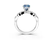 Solitaire Engagement Ring Setting for Fancy Blue Cushion Cut Center with Criss-Cross Accent Band and Prong Head in Sterling Silver