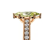Solitaire Engagement Ring Setting for Fancy Yellow Marquise Center with Engraved Pave Band and Prong Head in Rose Gold
