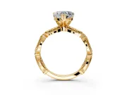 Solitaire Engagement Ring Setting for Heart-Shaped Center with Marquise Panel Band and Prong Head in Yellow Gold