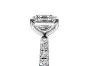 Solitaire Engagement Ring Setting for Asscher Cut Center with Micro Pave Band and Prong Head in Platinum