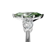 3 Stone Engagement Ring Setting for Fancy Green Marquise Center with Large Pear-Shaped Accents and Prong Head in Sterling Silver