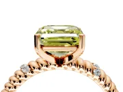 Rope Engagement Ring Setting for Fancy Yellow Asscher Cut Center with Accent Shoulders and Prong Head in Rose Gold