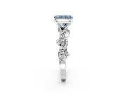 Solitaire Engagement Ring Setting for Fancy Blue Radiant Cut Center with Bar-Station Pave Twist and Prong Head in Platinum