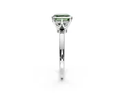 Solitaire Engagement Ring Setting for Fancy Green Asscher Cut Center with Plain Band and Tulip Prong Head in Sterling Silver