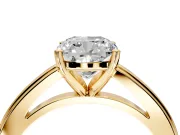 Solitaire Engagement Ring Setting for Cushion Cut Center with Flat-Sided Plain Band and Prong Head in Yellow Gold