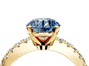 Solitaire Engagement Ring Setting for Fancy Blue Round Cut Center with Single Row Accent Band and Prong Head in Yellow Gold
